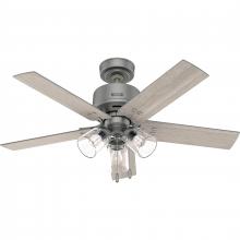 Hunter 51699 - Hunter 44 inch Sencillo Matte Silver Ceiling Fan with LED Light Kit and Pull Chain