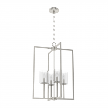 Hunter 19541 - Hunter Kerrison Brushed Nickel with Seeded Glass 4 Light Pendant Ceiling Light Fixture